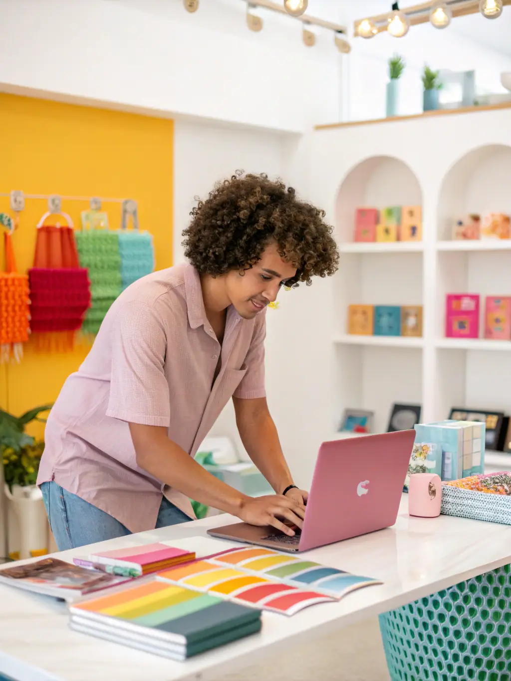 An image showing a professional working on a Shopify store dashboard with various customization options, representing Future Pros Agency's Shopify expertise.